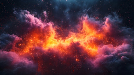 Fototapeta premium Fiery nebula clouds in deep space
