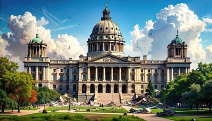 Obraz premium Devastating Collapsing Structures in St. Paul, Minnesota Cityscape