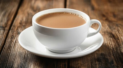 Fototapeta premium English breakfast tea in white cup and saucer