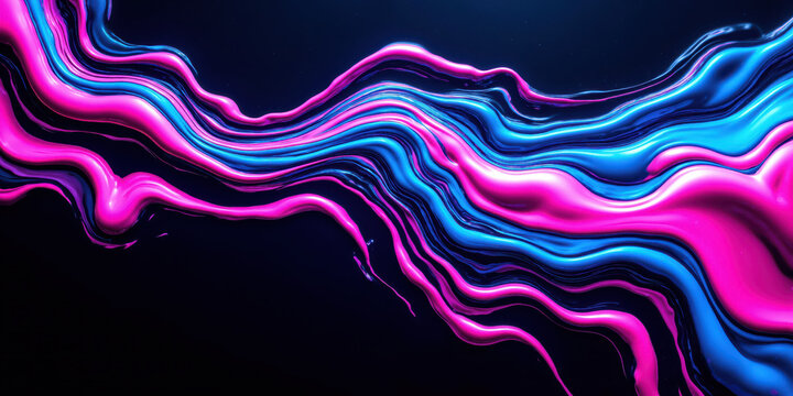 Neon Liquid Drips in Vibrant Cyan and Magenta Over a Black Canvas A bold and striking abstract design showcasing neon