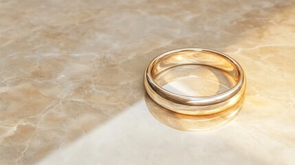 A Golden Wedding Band on Marble: Symbol of Love and Commitment