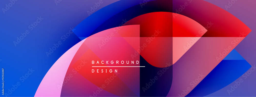 Aufkleber Abstract colorful shapes overlap creating dynamic background. Gradient hues blend, forming modern design element. Text reads background design.