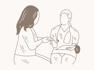 A doctor is talking to a patient about his illness illustrator vector design