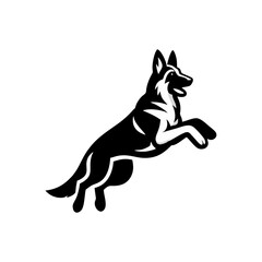 Fototapeta premium German shepherd dog logo vector black white illustration