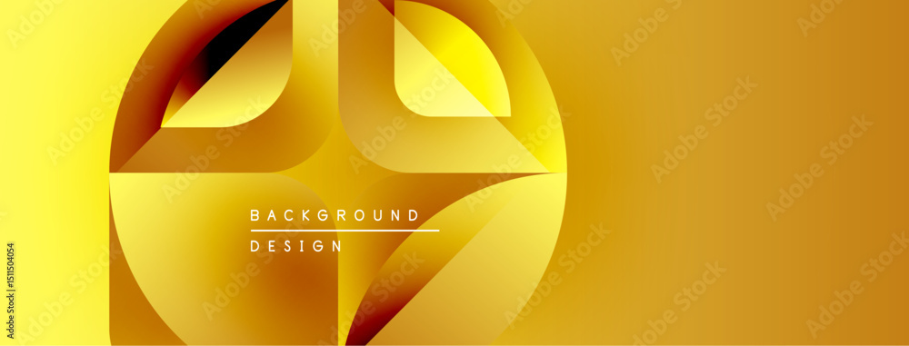 Aufkleber Golden abstract shapes overlap, creating dynamic background. Text reads background design. Warm color palette dominates composition.