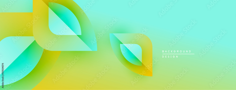 Aufkleber Abstract flowing shapes, vibrant yellow, turquoise gradients. Modern design, smooth transitions create dynamic visual effect.