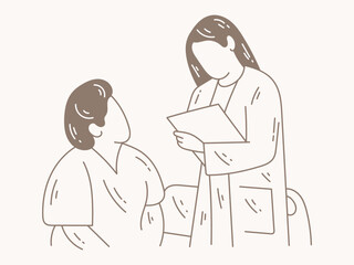 A doctor is talking to a patient about his illness illustrator vector design