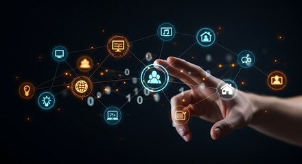 Connecting people and technology a futuristic touch interface in a digital network concept