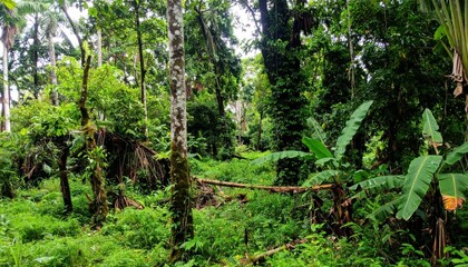 Fototapeta premium Lush Indonesian Jungle Landscape with Tribal Spirits and Natural Horror