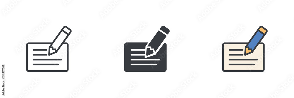 Fototapete writing a check different style icon set