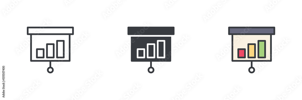 Aufkleber presentation chart different style icon set