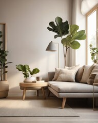 Minimalist Scandinavian Living Room: 3D Hygge, Afternoon Sun