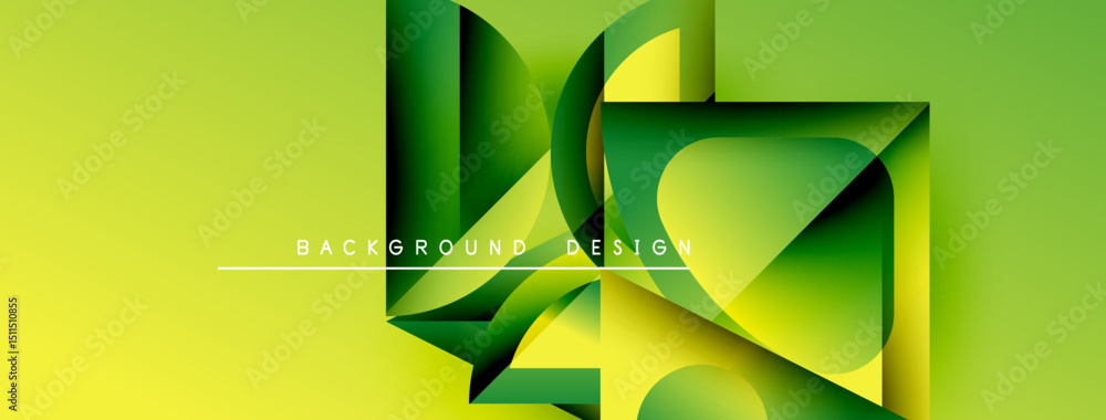 Aufkleber Abstract geometric shapes overlap, creating dynamic yellow, green gradients. Text reads background design centered within composition.