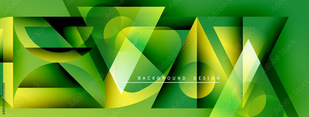 Aufkleber abstract geometric design. vibrant greens, yellows create dynamic composition. modern style, suitabl