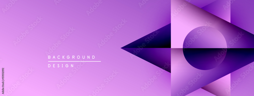 Aufkleber Abstract purple design. Geometric shapes overlap creating dynamic visual effect. Gradient shades add depth, modern aesthetic.
