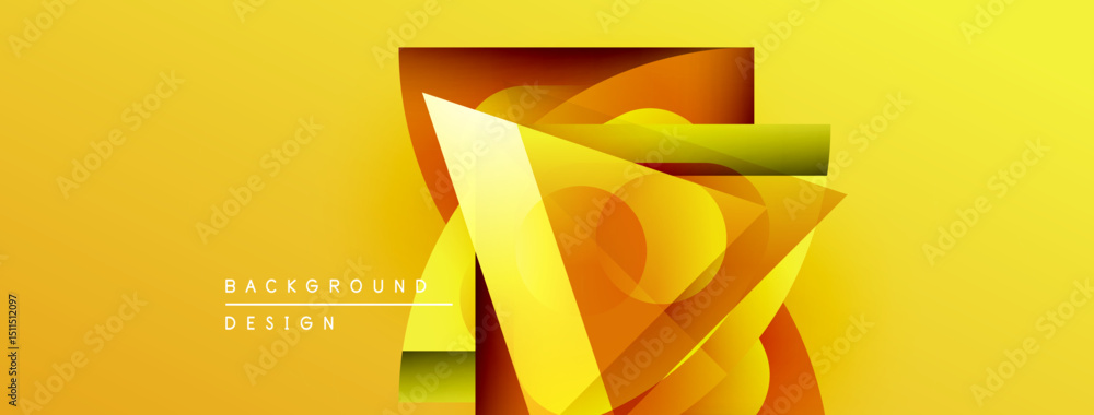 Poster Bright yellow abstract design. Geometric shapes overlap creating dynamic visual effect. Text reads background design. Modern, vibrant composition.