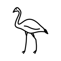 minimalist icon vector illustration of flamingo in doodle artline style. high resolution and editable perfect for symbol, logo, design element, sticker,  or poster