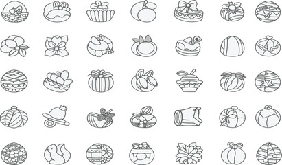 Seamless pattern with doodle Easter eggs and holiday icons vector illustration
