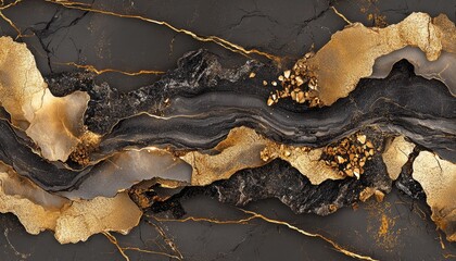 Dark, rich marble with gold veins and flecks