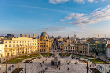 The city of Łódź - view of Freedom Square. Lodz, Poland.	