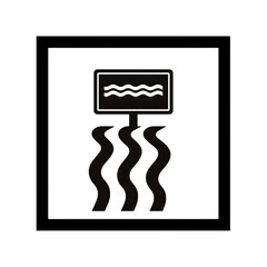 Flash Flood Icon with Road Sign , Bold Water Vector Symbol PNG on Transparent Background