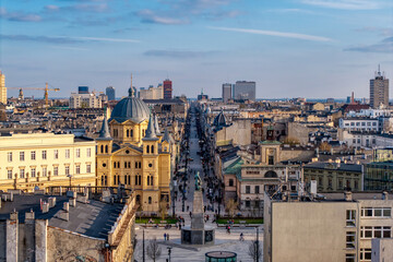The city of Łódź - view of Freedom Square. Lodz, Poland.	