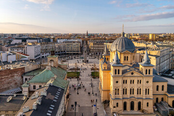 The city of Łódź - view of Freedom Square. Lodz, Poland.	