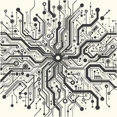 Obraz premium Molecular circuit with a circular shape, connection technology, and a digital network.