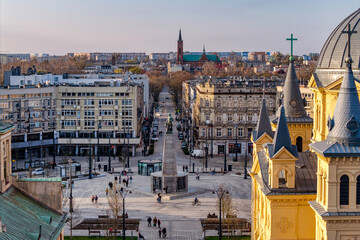 The city of Łódź - view of Freedom Square. Lodz, Poland.	