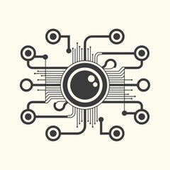 Obraz premium Molecular circuit with a circular shape, connection technology, and a digital network.