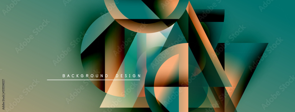 Aufkleber abstract geometric shapes overlap, creating dynamic visual effect. teal, orange, gray hues blend smo
