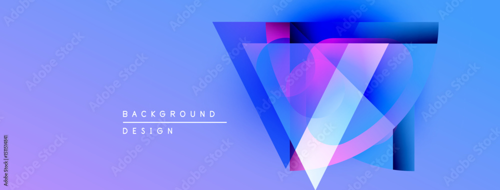 Poster abstract geometric design. vibrant blue, purple gradients create layered shapes. modern background s