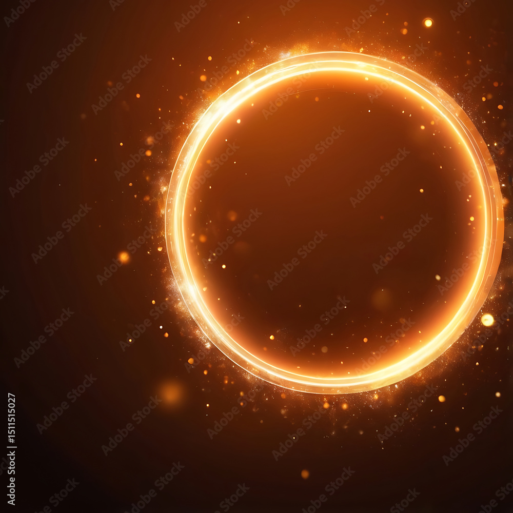 Poster glowing abstract circle on dark background with bright light effects, modern pattern, vector texture