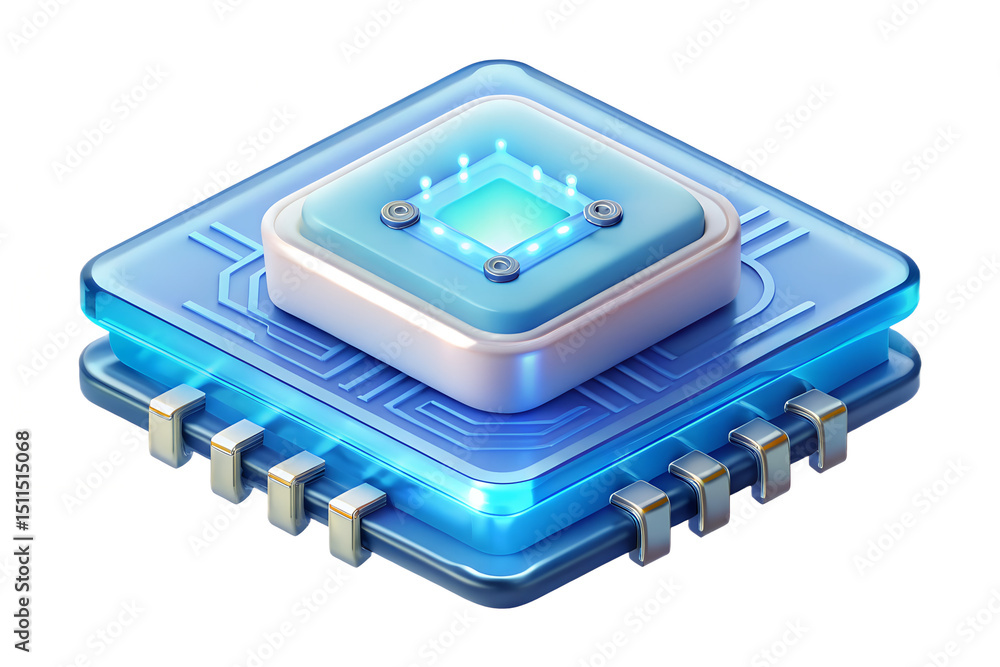 Poster futuristic microchip design 3d render