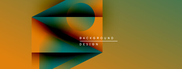 Abstract geometric design. Overlapping shapes create dynamic visual effect. Warm colors dominate composition, with text overlay present.