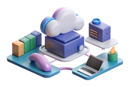 3d render of cloud computing network infrastructure