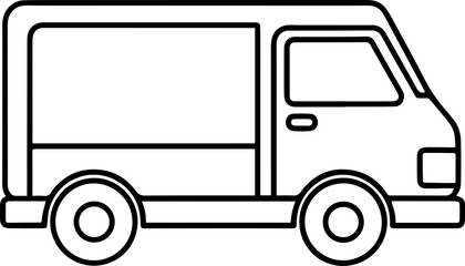 delivery truck outline vector illustration line art
