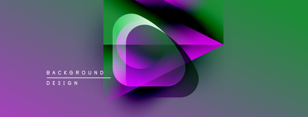 Fototapeta premium Abstract gradients blend, creating dynamic visual effect. Purple, green hues dominate composition. Modern design element.