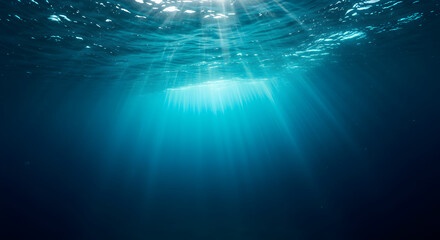 Obraz premium Underwater Sunlight Illuminating Ocean Depths Tranquil Marine Scenery