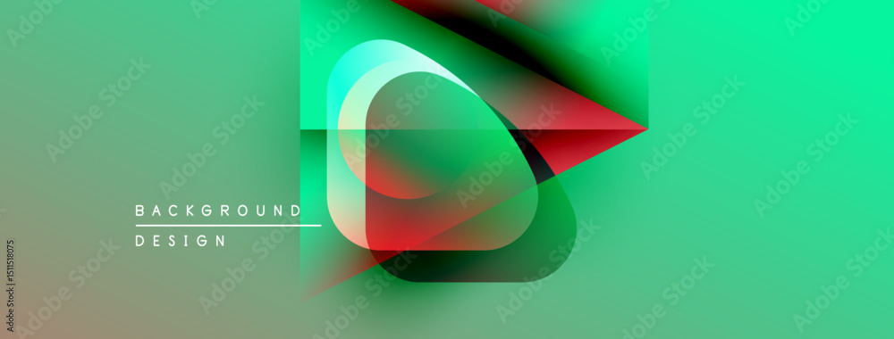 Aufkleber Abstract vibrant design features overlapping colorful shapes. Gradient hues blend, creating dynamic visual effect. Modern aesthetic.