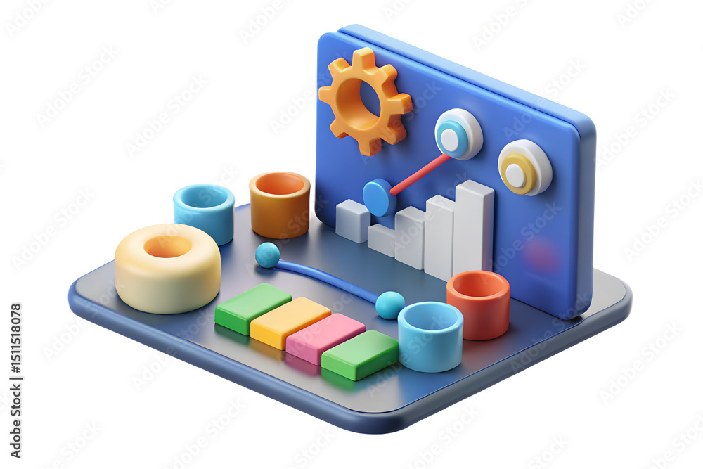 Aufkleber abstract 3d render of data analytics and growth
