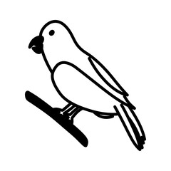minimalist icon vector illustration of cockatoo bird or burung kakaktua in doodle artline style. high resolution and editable perfect for symbol, logo, design element, sticker,  or poster