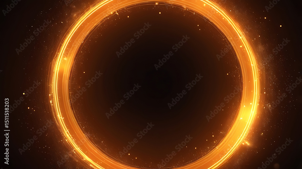 Poster glowing abstract circle on dark background with bright light effects, modern pattern, vector texture
