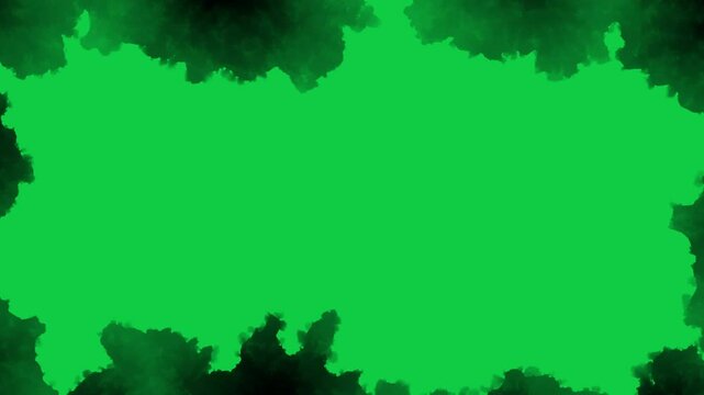 blue ink splash stain border frame on green screen background animation,chroma key old vintage dark blue watercolor brush motion design element	