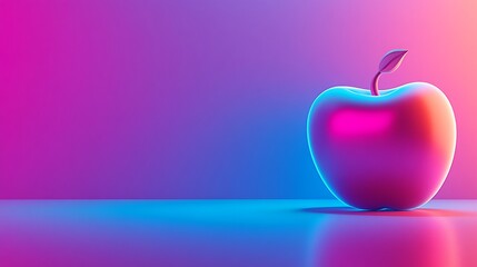 Neon apple on a gradient background