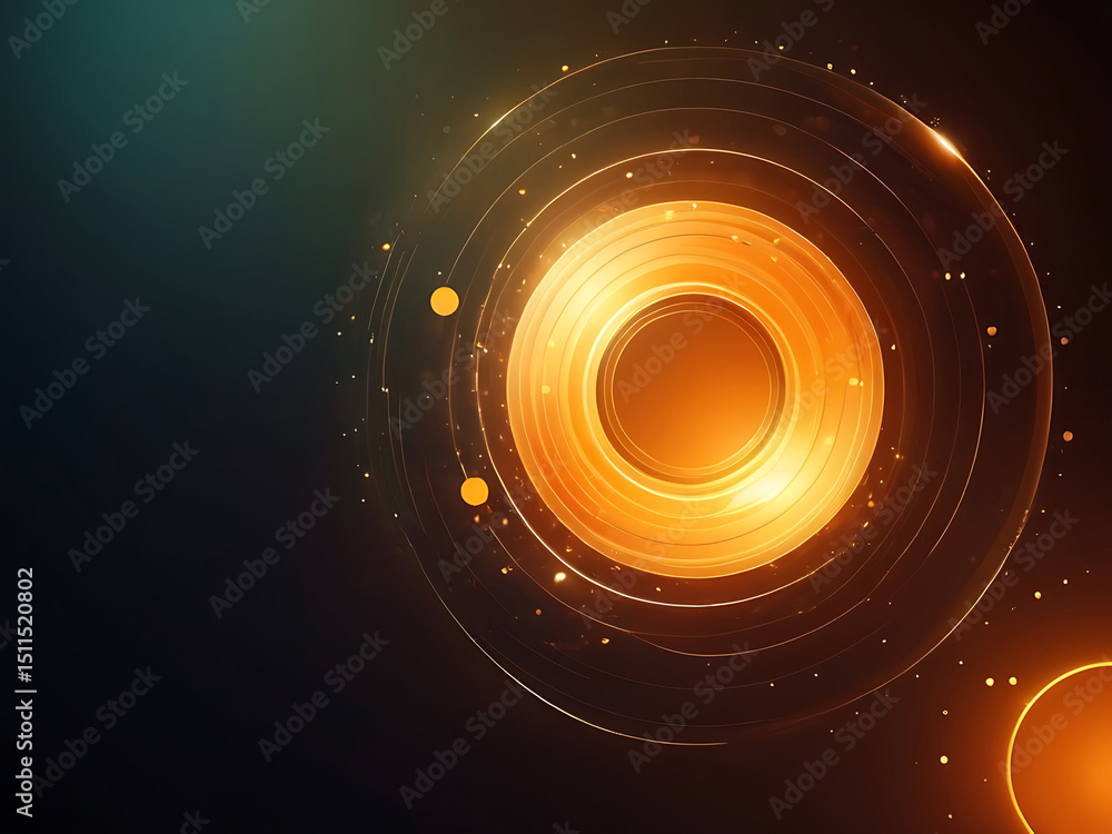 Poster glowing abstract circle on dark background with bright light effects, modern pattern, vector texture