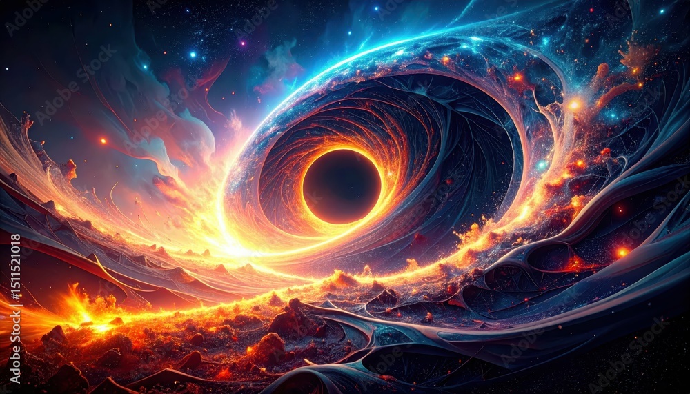 Poster cosmic destruction in theoretical physics: an abstract visualization