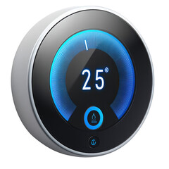 Smart thermostat displaying temperature with modern design and digital interface
