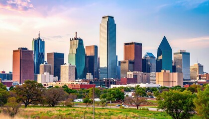 Fototapeta premium Dallas Skyline at Sunset: A Vibrant Metropolis in Texas