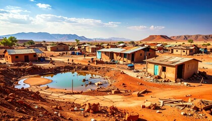 Obraz premium A Landscape of Water Scarcity and Humanitarian Challenges in Drought Areas